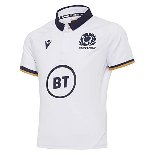 Macron SRU M20 Shirt SS JR Replica Away Junior Scotland Rugby 2020/21 Unisex Kinder Weiß JXL von Macron