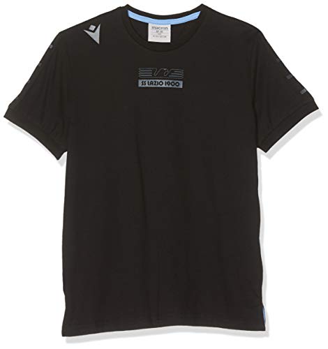 S.S. Lazio T-Shirt aus Polycotton, offizielles Produkt, Schwarz 2019/20 von Macron