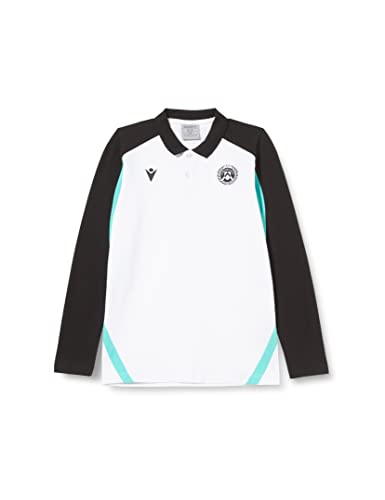 Macron Unisex Kinder Merchandising ufficiale Udinese Poloshirt mit Langen Ärmeln, 2021/22, Weiß, JXL von Macron