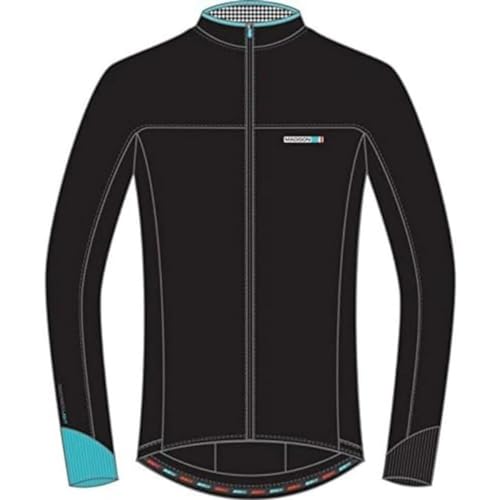 Madison Herren Roadrace Light Men's Long Sleeve Jersey, Black/Blue Curaco, XS von Madison