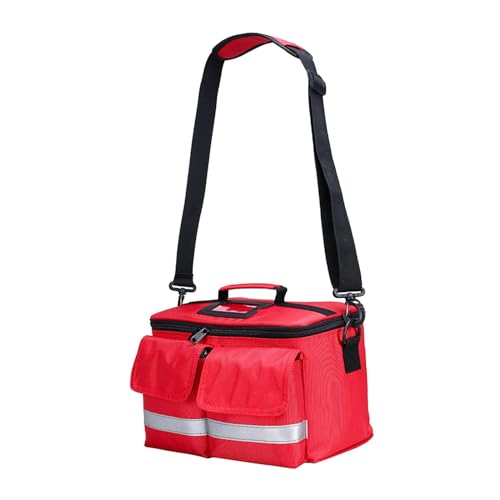 MagiDeal Erste-Hilfe-Tasche, Erste-Hilfe-Kit-Tasche, leer, leicht, wasserdicht, Notfall-Kit-Koffer, First-Responder-Tasche für Büro, Wandern, Rot von MagiDeal