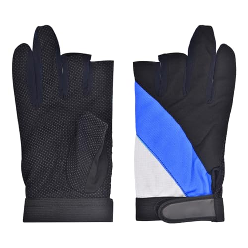 MagiDeal Handschuhe mit 3 Schnittfingern, Fäustlinge für Damen und Herren, atmungsaktiv, rutschfest, Fahrradhandschuhe, Fingerschutzhandschuhe für Camping, Blau von MagiDeal