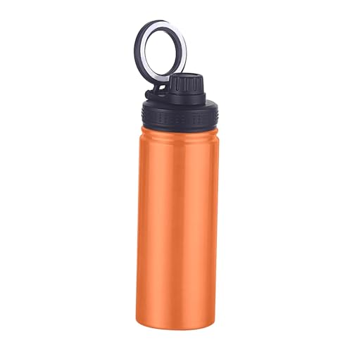 MagiDeal Isolierte Wasserflasche, Trinkflasche mit Telefonhalterung, Edelstahl-Tragegriff, Fitnessstudio-Wasserflasche für Outdoor-Camping-Fitnessstudio, Orange von MagiDeal