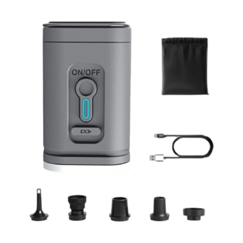 MagiDeal Tragbare Luftpumpe für Schlauchboote, elektrische Luftpumpe mit Campinglicht, leichte Mini-Luftmatratzenpumpe für Strandcamping, Grau von MagiDeal