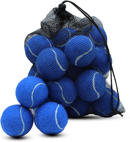 Magicorange Tennisbälle, 20 Stück, fortgeschrittene Trainings-Tennisbälle, Übungsbälle, Haustier-Hund-Spielbälle, kommen mit Netztasche für einfachen Transport (Dunkelblau) von Magicorange