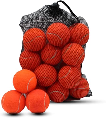 Magicorange Tennisbälle, 20 Stück, fortgeschrittene Trainings-Tennisbälle, Übungsbälle, Haustier-Hund-Spielbälle, kommen mit Netztasche für einfachen Transport (Orange) von Magicorange