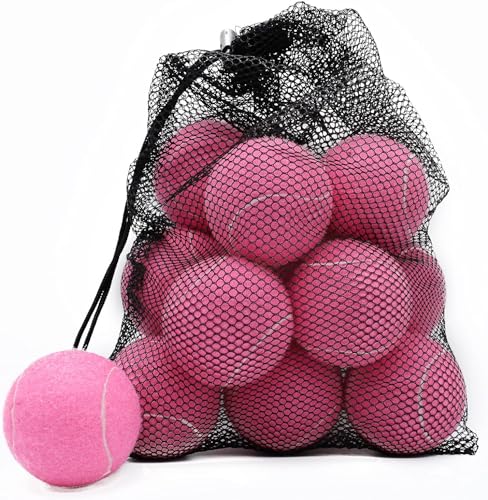 Magicorange Tennisbälle, 20 Stück, fortgeschrittene Trainings-Tennisbälle, Übungsbälle, Haustier-Hund-Spielbälle, kommen mit Netztasche für einfachen Transport (Rosa) von Magicorange
