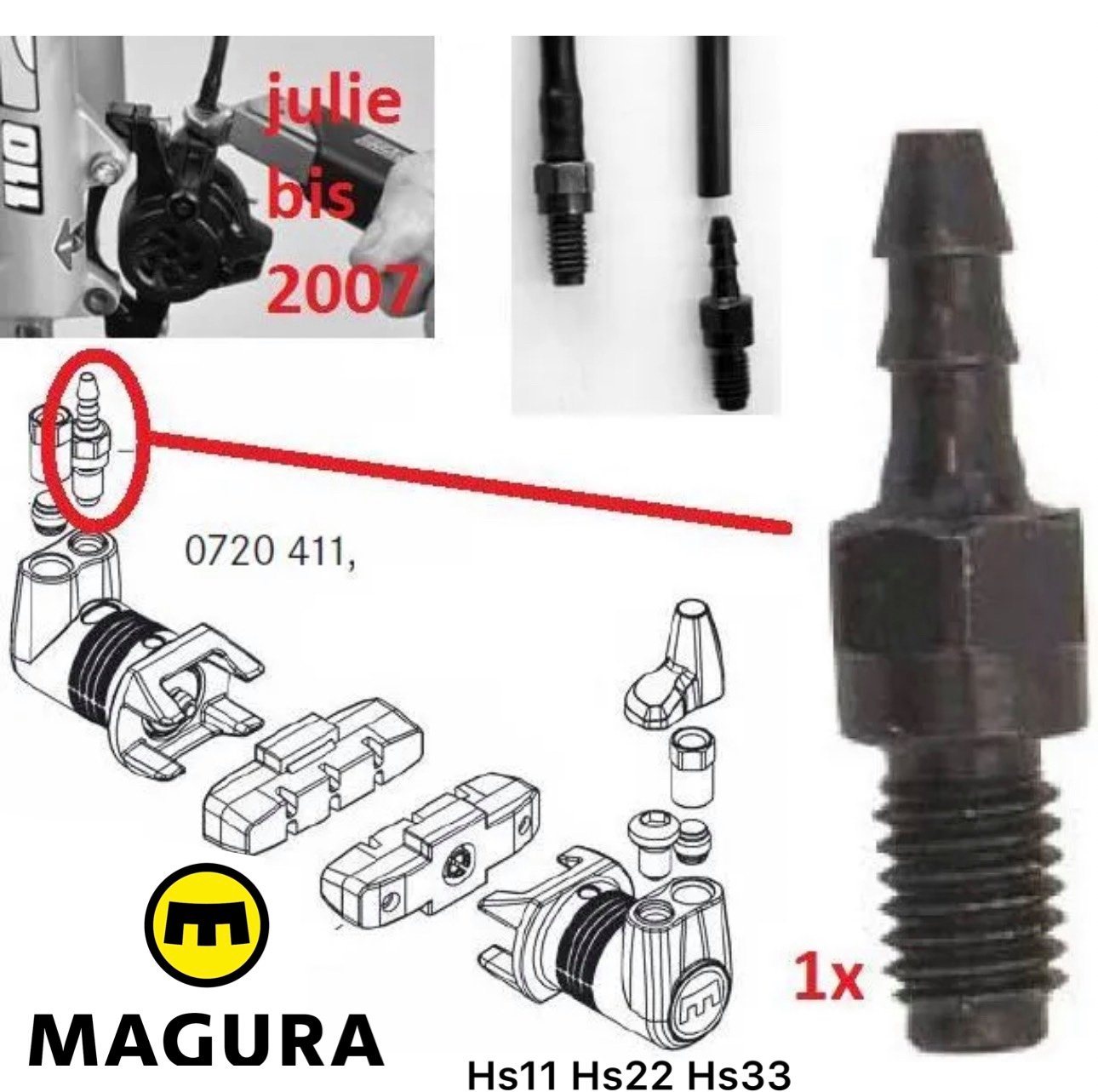 Magura Felgenbremse 1x Magura HS11 22 33 Leitungsanschluss M6 Schraube Befüllstutzen von Magura