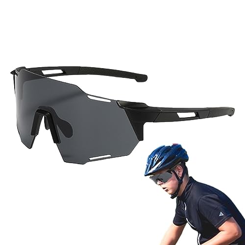 Maidong Rennrad-Sonnenbrille, Fahrradbrille Selbsttönend Herren Damen, Sportbrille Sonnenbrille Photochromatisch, Laufen Golf Baseball Volleyball Angeln Trekking, Schutz Windschutz von Maidong