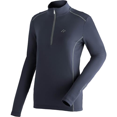 Maier Sports Jenna Rec, Half-Zip-Midlayer für Damen, Universell einsetzbarer Midlayer zum Skifahren und Wandern, dryprotec und Silverplus Technologie, Atmungsaktiv, Blau, 48 von Maier Sports