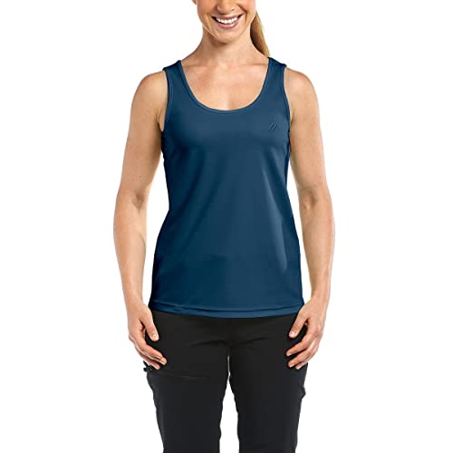 Maier Sports Petra, Ärmelloses Damen T-Shirt, Outdoorshirt mit Rundhals für Wandern und Freizeit, dryprotec Technologie, Atmungsaktiv, NFC-Chip für einfaches Recycling, Dunkelblau, 34 von Maier Sports