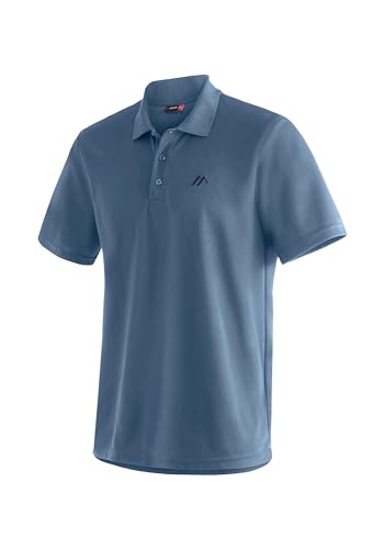 Maier Sports Ulrich, Herren Poloshirt, Leichtes Piqué-Funktionspoloshirt für Wandern und Freizeit, dryprotec Technologie, Atmungsaktiv, NFC-Chip für einfaches Recycling, Blau, L von Maier Sports