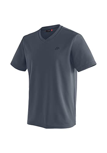 Maier Sports Herren T-Shirt Wali, einfarbiges Piqué Kurzarm-Shirt mit V-Ausschnitt, Graphite, S von Maier Sports