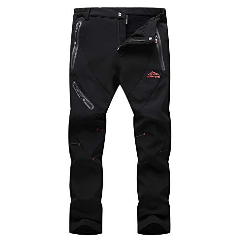 Maifly Herren Gefüttert Softshellhose, Wasserdicht Outdoorhose, Atmungsaktiv Wanderhose Winterhose, Verdickte Warm Skihose,XL von Maifly