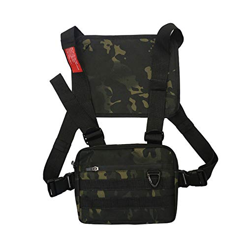 Maijia Herren Brusttasche Taktische Hüfttasche Front Pack Radio Harness Hip Hop Funktion Chest Rig Pack (Camouflage) von Maijia