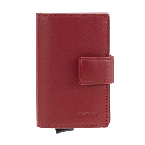 Maitre - Kreditkartenhalter für bis zu 6 Kreditkarten, Echtleder Kartenhalter Unisex, Rot von Maitre