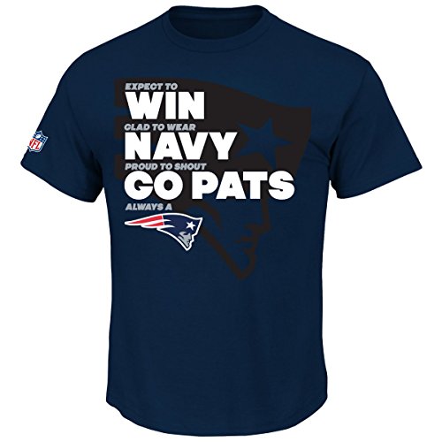 Majestic Athletic NFL Football T-Shirt New England Patriots Slogan Win Navy Go Pats (L) von Majestic
