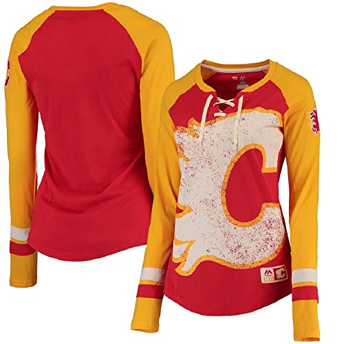 Majestic Athletic NHL T-Shirt Trikot Damen Women Calgary Flames HipCheck Eishockey Shirt (X-Large) von Majestic Athletic