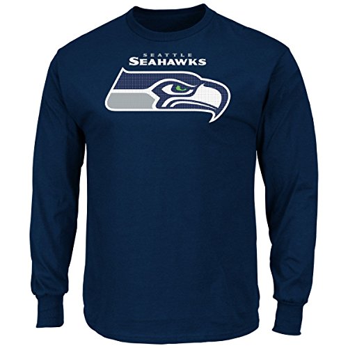 Seattle Seahawks Majestic NFL Critical Victory 2 Men's Long Sleeve Navy T-Shirt von Majestic