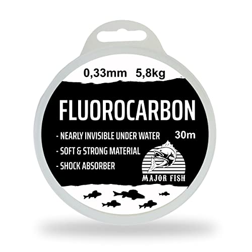 Major Fish 100% Fluorocarbon Vorfachschnur 30 Meter Fluorocarbonschnur 0,33 mm - 5,8 kg von Major Fish