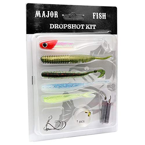 Major Fish Dropshot Kit 11-teilig Köder Set Barsch Zander mit Blei + Vorfachmaterial von Major Fish