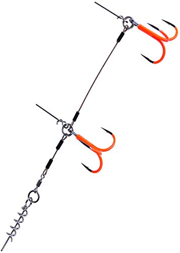 Major Fish Pike Rig Hecht Softbait System Stinger mit Schraube UV aktive Drillinge - Größe 3/0 von Major Fish