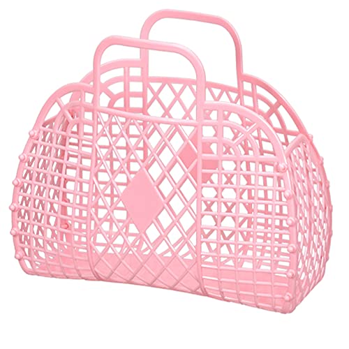 Makukke Jelly Bag für Kinder, Mädchen, Frauen, Kinder-Strandtasche, modische Kunststoff-Jelly-Geldbörse, 80er Jahre Retro-Geldbörse mit Sackleinen (Large, Pink) von Makukke