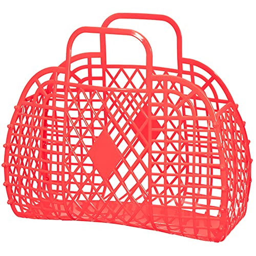 Makukke Jelly Bag für Kinder, Mädchen, Frauen, Kinder-Strandtasche, modische Kunststoff-Jelly-Geldbörse, 80er Jahre Retro-Geldbörse mit Sackleinen (Large, Rot) von Makukke