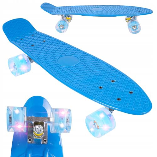 Malplay Mini Skateboard mit Leuchtende RGB LED-Räder | 22" Cruiser Board für Kinder und Jugendliche | Kinderskateboards | Gute Wahl für Anfänger | ab 6 Jahre | 56cm | Blau von MalPlay
