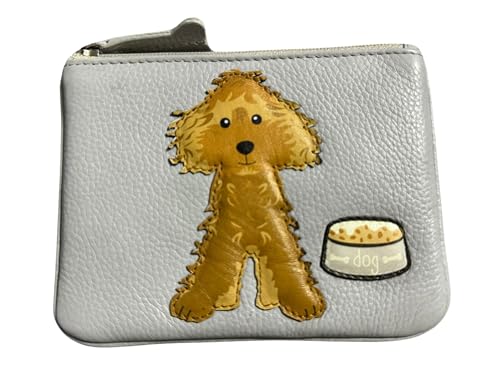 Mala Cockapoo Dog RFID Geldbörse für Münzen und Karten aus weichem Leder, grau, S, Modern von Mala Leather