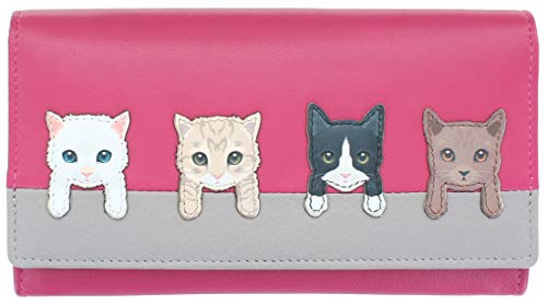 Mala Leder Kollektion Best Friends, Geldbörse Geldbeutel, Katzen auf der Mauer 3417_65 Pink von Mala Leather