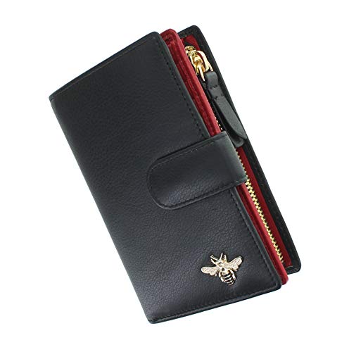Mala Mason Kollektion Ledergeldbeutel mit RFID Schutz 3471_27 Schwarz/Rot von Mala Leather