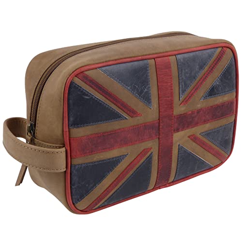 Mala Herren Kulturtasche aus Leder mit Union Jack-Design von Mala
