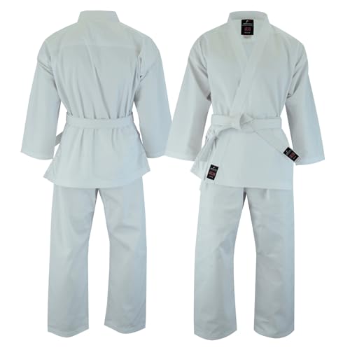 Malino Karate Gi Kinderanzug Erwachsene Herren Uniform PC 170 g Gratis Gürtel (6/190, Weiß) von Malino