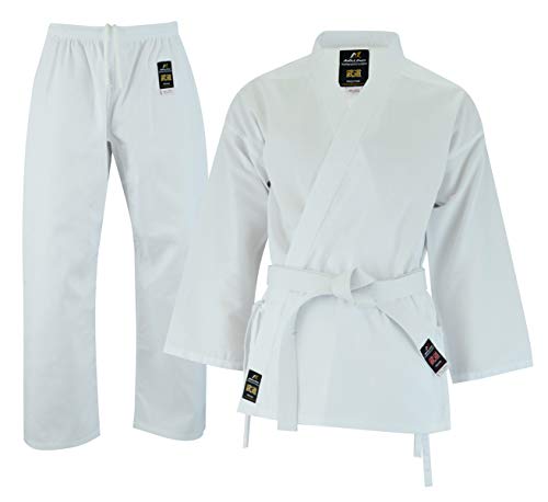 Malino Student Karate Gi, Anzug, Kinder, Erwachsene, Männer einheitliche Poly-Baumwolle 6oz weißen Gürtel (6/190, Weiß) von Malino
