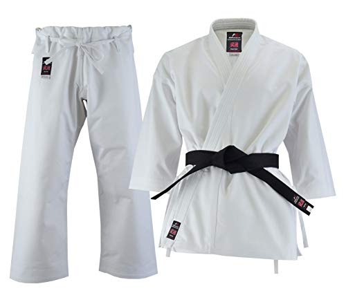 Malino professionelle Karate Gi Anzug Kinder und Erwachsene einheitliche Leinwand Baumwolle 14oz weiß (180, Einseitig gebürstet) von Malino