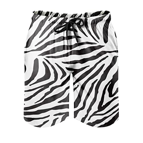 Man29goA Jungen Beachshorts Badehose Zebra Textur Swim Shorts Classics Mesh Futter Strand Shorts Beachshorts mit Tunnelzug und Taschen Multicolor L von Man29goA