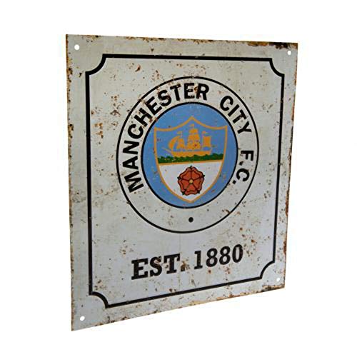 Manchester City FC Logo Schild Retro, offizielles Lizenzprodukt von Manchester City FC