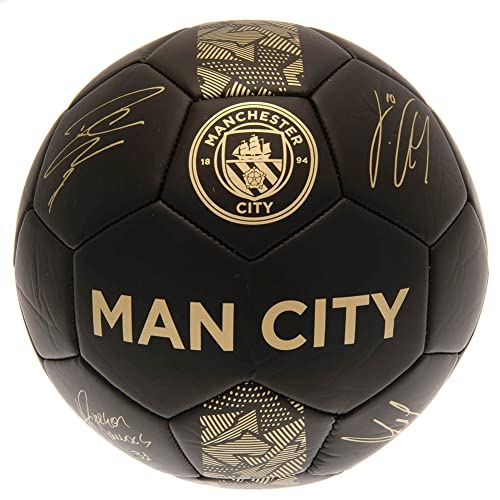 Manchester City FC Man City Phantom Signature Ball Black Gold Size 5 Ball, Erwachsene, Unisex, Mehrfarbig (Mehrfarbig) von Manchester City FC