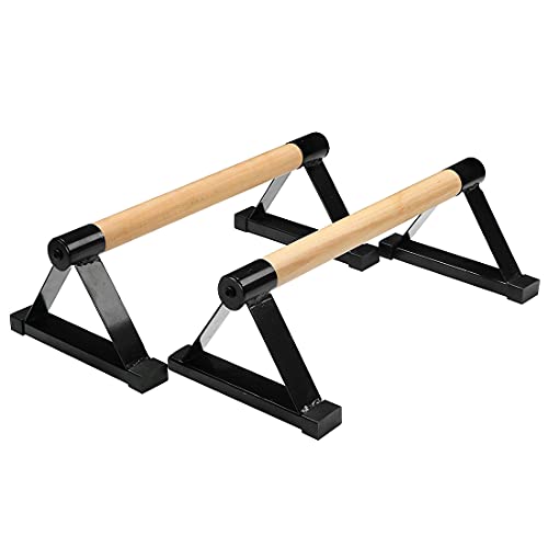 Holz-Paralletten, hölzerne Liegestützstange Liegestützstütze Ständer Muskeltraining Fitness Calisthenics Handstand Indoor Equipment, Herren, Schwarz , Einheitsgröße von Mangetal