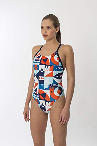 Manta Swim Damen Cartoon Swimsuit Badeanzug, Blue-White-Red, 32 von Manta Swim