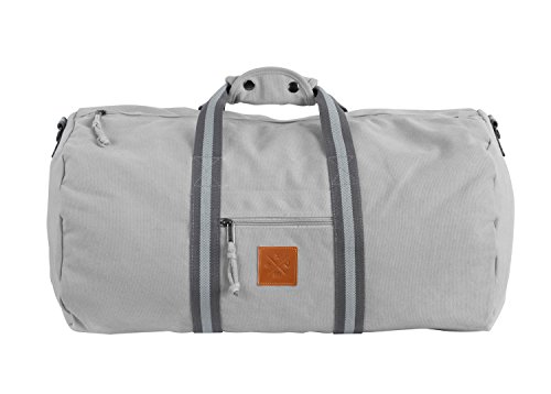Canvas Barrel Bag - Sporttasche, 45 Liter, Duffel Bag Tasche aus 100% Baumwolle mit Echt-Leder Veredelung (Manufaktur13) (Asphalt) von Manufaktur13