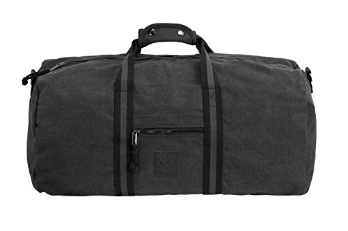 Canvas Barrel Bag - Sporttasche, 45 Liter, Duffel Bag Tasche aus 100% Baumwolle mit Echt-Leder Veredelung (Manufaktur13) (Grey Matter) von Manufaktur13