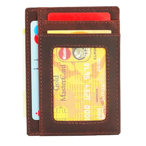 Manza Kartenetui Herren Portemonnaie Super Smart Geldbörse für EC-Karten und Geldscheine Geldbeutel Echt Leder RFID Blocker (Braun) von Manza