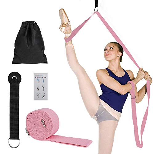 MaoXinTek Yoga-Gurt Beinstrecker Stretch-Band, Stretching Fitnessbänder Equipment für Tanzen, Ballett & Gymnastik Beinspreizer Training, Langer Baumwolle Schlingentrainer mit Türanker, Rosa von MaoXinTek