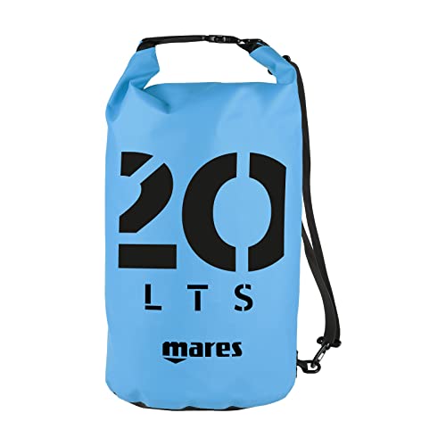 Mares Seaside Dry Bag 20 L, wasserdichte Taschen mit langem verstellbaren Schulterriemen Für Tauchen, Bootfahren, Kajak, Angeln, Rafting, Schwimmen, Erwachsene, Unisex, Hellblaud von Mares
