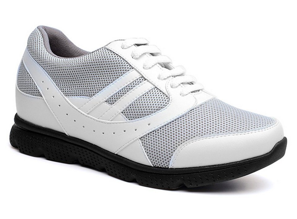 Mario Moronti Lucca weiss/grau Sneaker Schuhe mit Erhöhung, + 6 cm größer, aus atmungsaktivem Polyester-Netzgewebe, Gepolsteter Schaftrand, Kombination mit weißem Rindsleder von Mario Moronti