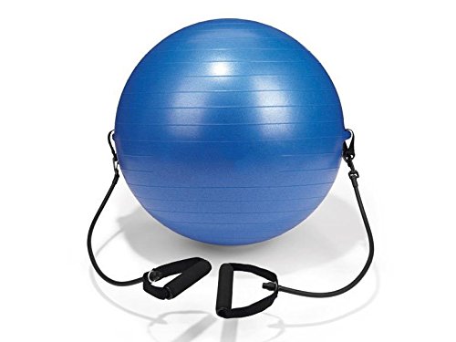 Softball Gymnastikball mit 2 Fitnessbändern Blau von Markenartikel