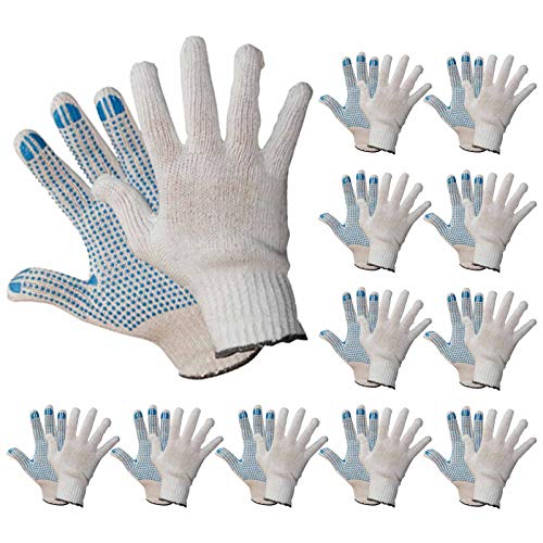 Markenlos Polyester Strickhandschuhe KORL mit PVC Noppen BluePoint Arbeitshandschuhe Handschuhe Noppenhandschuhe VPE 12 Paar, Größe:10 (XL) von Markenlos