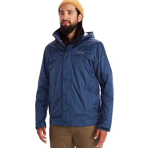 Marmot Men's PreCip Eco Jacket, Waterproof Jacket, Lightweight Hooded Rain Jacket, Windproof Raincoat, Breathable Windbreaker, Ideal for Running and Hiking, Arctic Navy, M von Marmot
